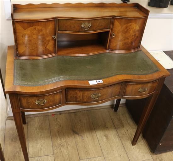 A George III style mahogany bonheur du jour, W.95cm